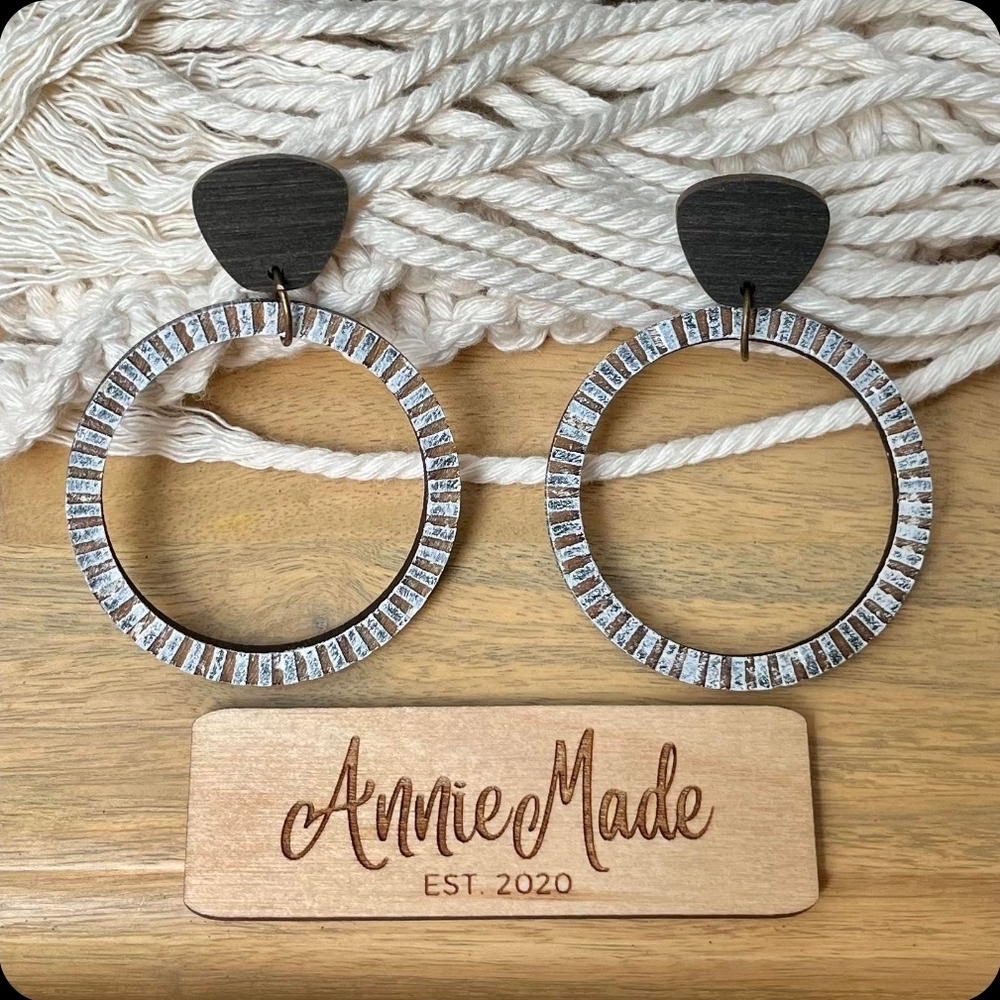 AnnieMade Circular Earrings with Black and Silver Accents